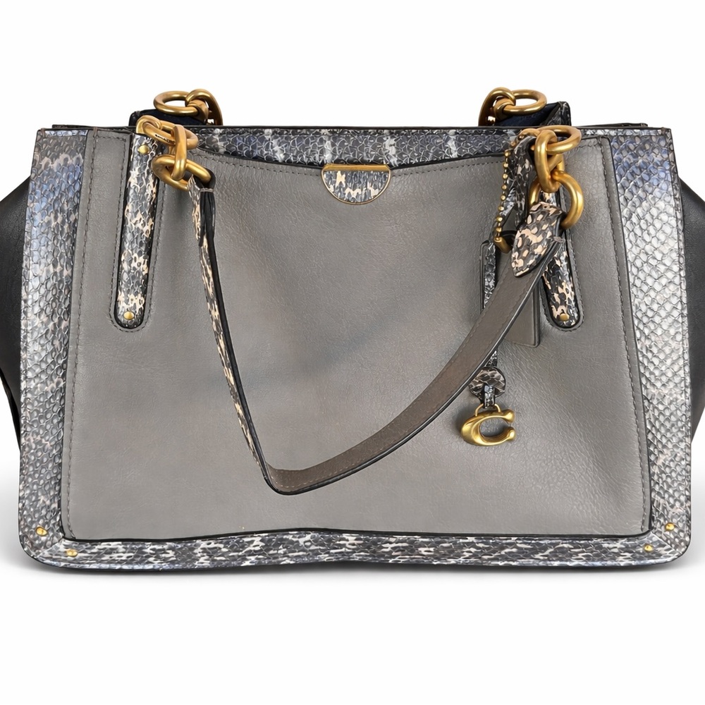 Coach Dreamer 36 Satchel in Colorblock with Snakeskin Detail & Gold Hardware